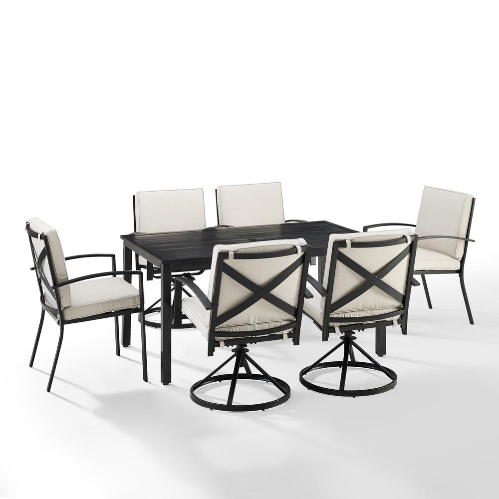 Kaplan 7Pc Outdoor Dining Set - Table, 4 Swivel Chairs, & 2 Regular Chairs