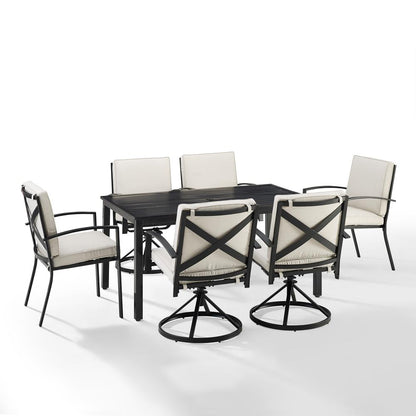 Kaplan 7Pc Outdoor Dining Set - Table, 4 Swivel Chairs, & 2 Regular Chairs