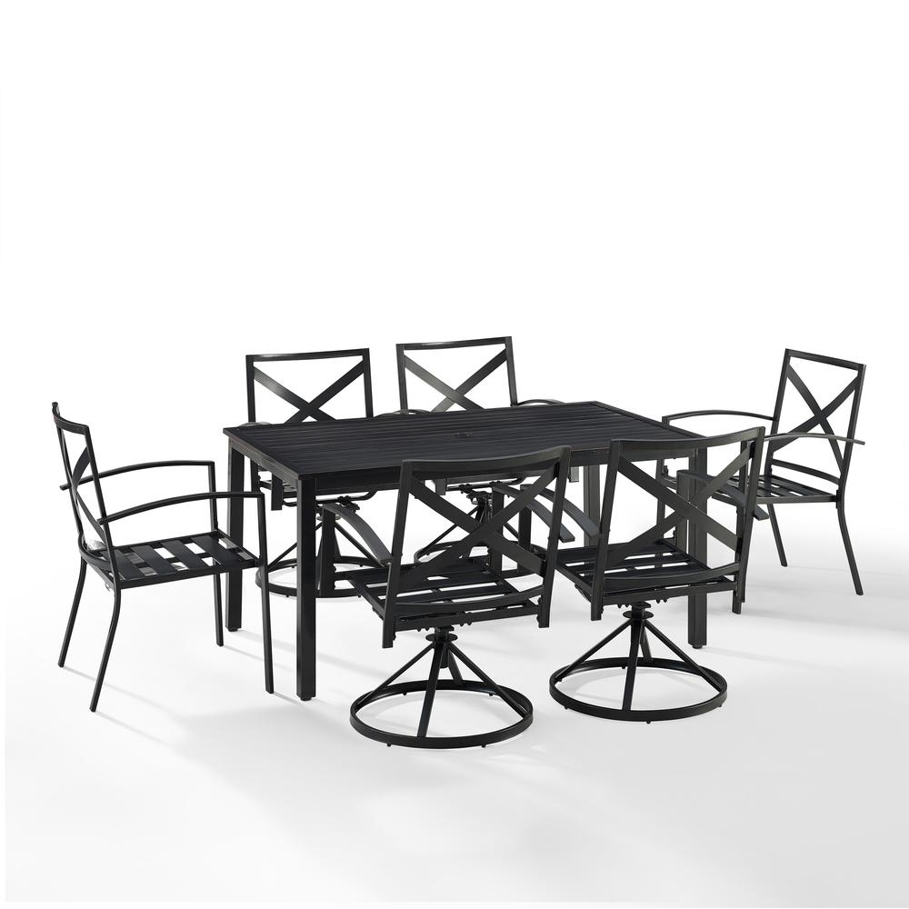 Kaplan 7Pc Outdoor Dining Set - Table, 4 Swivel Chairs, & 2 Regular Chairs