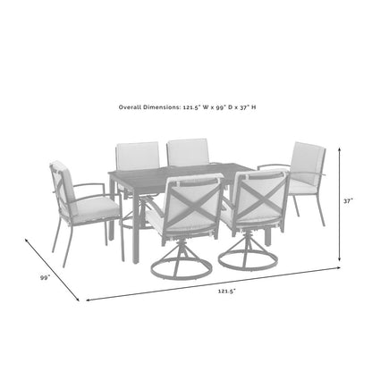 Kaplan 7Pc Outdoor Dining Set - Table, 4 Swivel Chairs, & 2 Regular Chairs