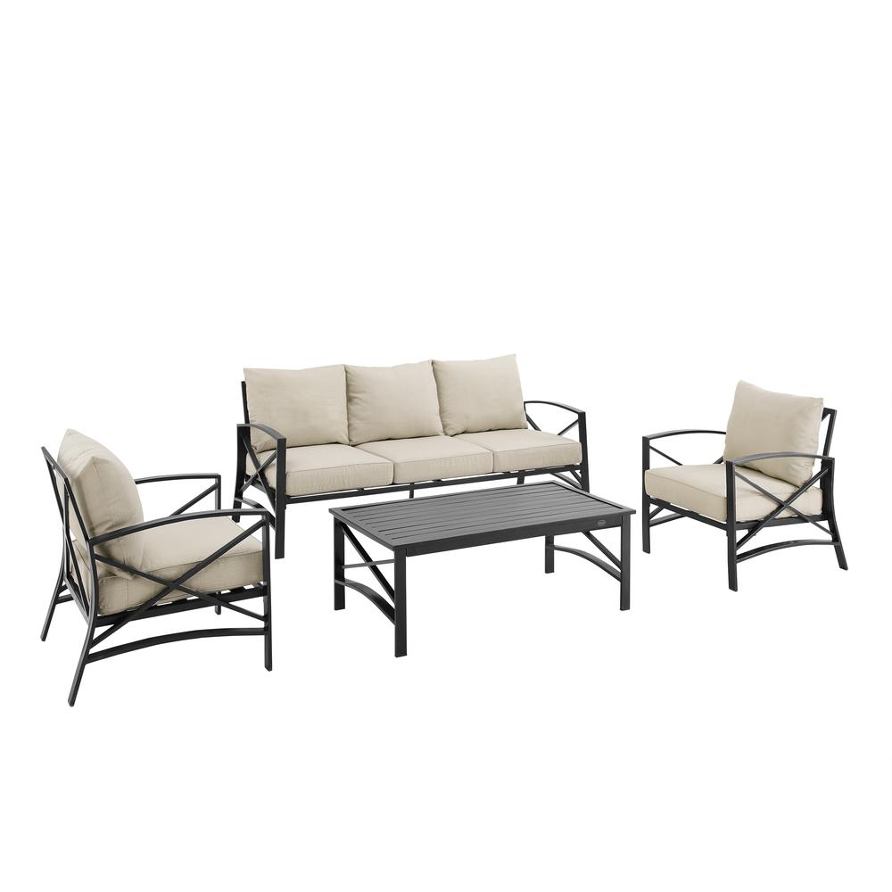 Kaplan 4Pc Outdoor Sofa Patio Furniture Set - Sofa, Coffee Table, & 2 Arm Chairs