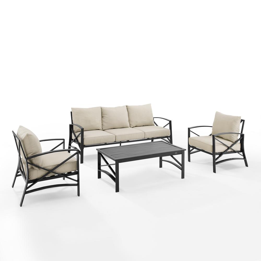 Kaplan 4Pc Outdoor Sofa Patio Furniture Set - Sofa, Coffee Table, & 2 Arm Chairs