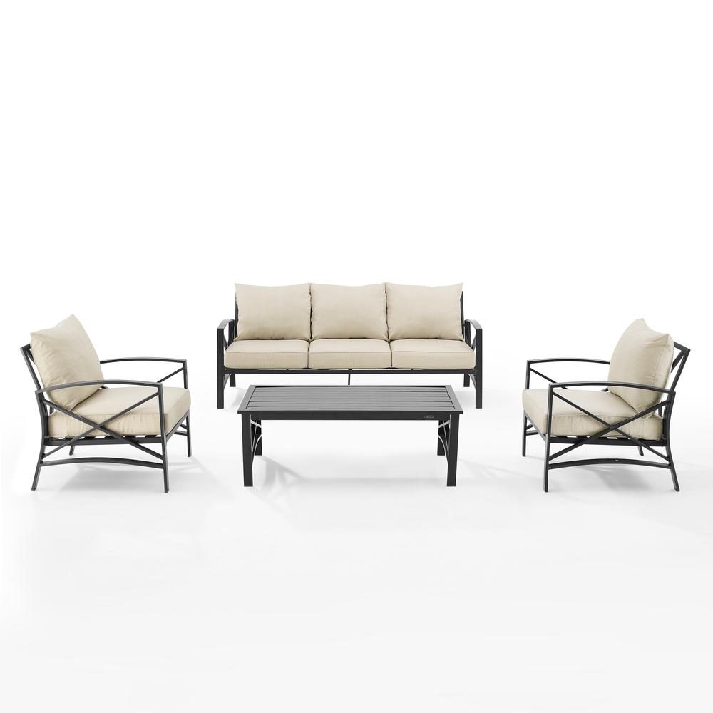 Kaplan 4Pc Outdoor Sofa Patio Furniture Set - Sofa, Coffee Table, & 2 Arm Chairs