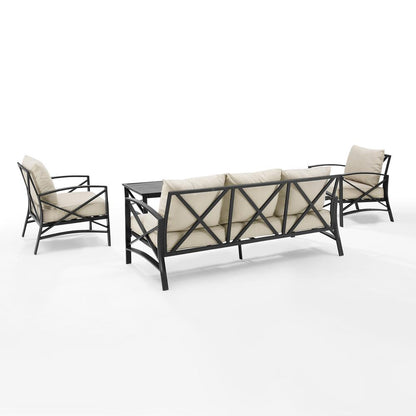 Kaplan 4Pc Outdoor Sofa Patio Furniture Set - Sofa, Coffee Table, & 2 Arm Chairs