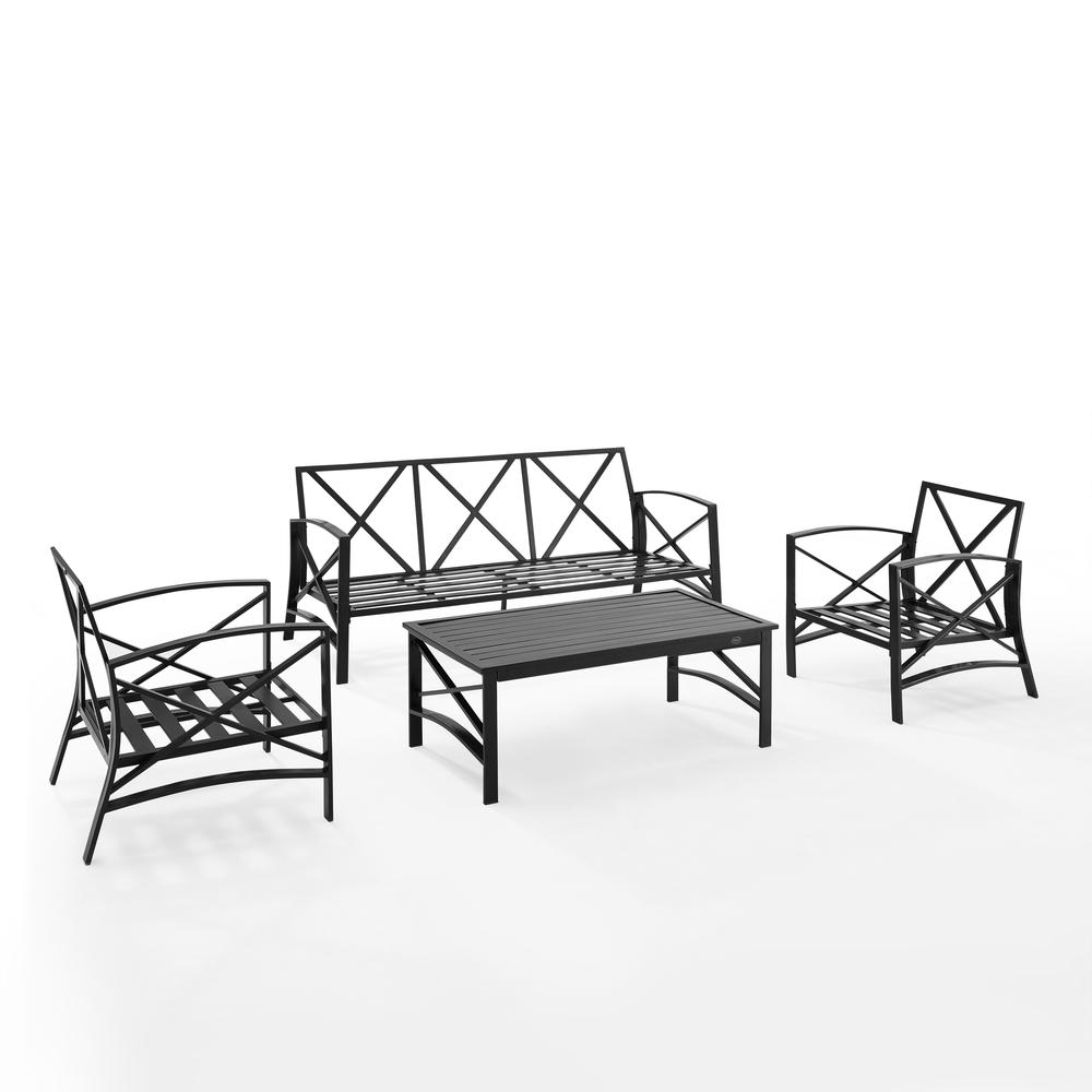 Kaplan 4Pc Outdoor Sofa Patio Furniture Set - Sofa, Coffee Table, & 2 Arm Chairs