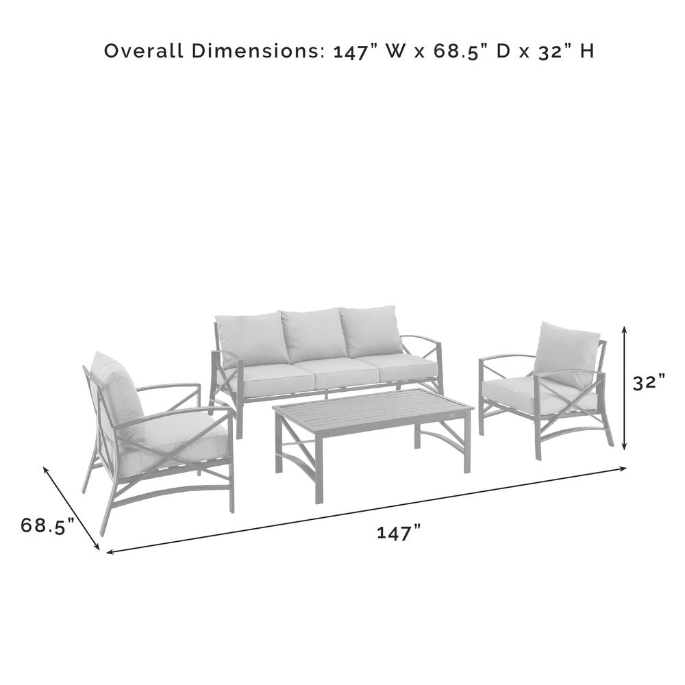 Kaplan 4Pc Outdoor Sofa Patio Furniture Set - Sofa, Coffee Table, & 2 Arm Chairs
