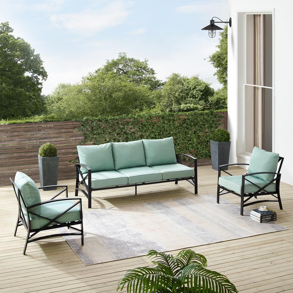 Kaplan 3Pc Outdoor Sofa Patio Furniture Set - Sofa & 2 Arm Chairs
