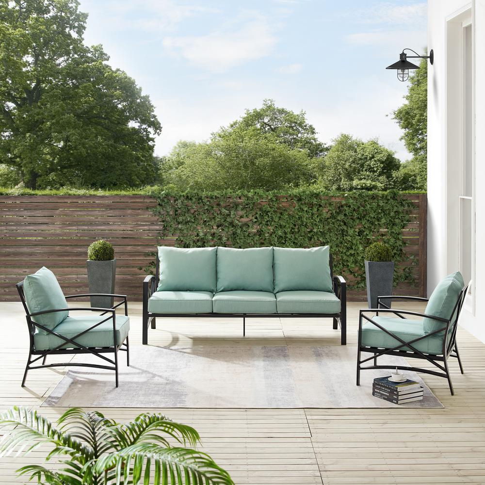 Kaplan 3Pc Outdoor Sofa Patio Furniture Set - Sofa & 2 Arm Chairs