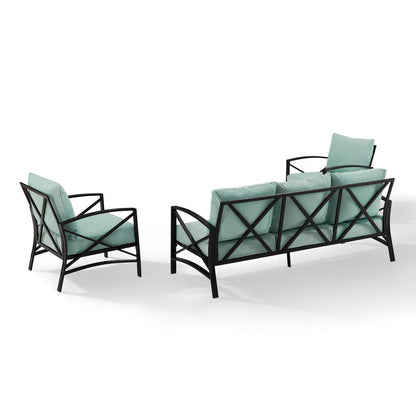 Kaplan 3Pc Outdoor Sofa Patio Furniture Set - Sofa & 2 Arm Chairs