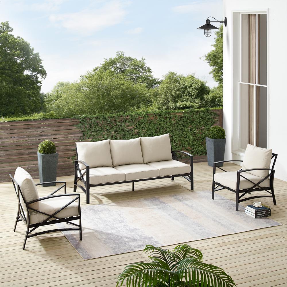 Kaplan 3Pc Outdoor Sofa Patio Furniture Set - Sofa & 2 Arm Chairs