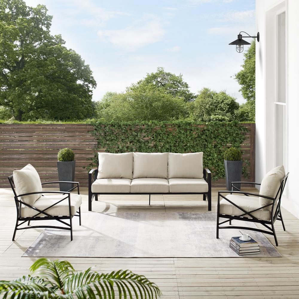 Kaplan 3Pc Outdoor Sofa Patio Furniture Set - Sofa & 2 Arm Chairs
