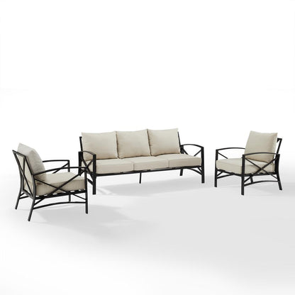 Kaplan 3Pc Outdoor Sofa Patio Furniture Set - Sofa & 2 Arm Chairs
