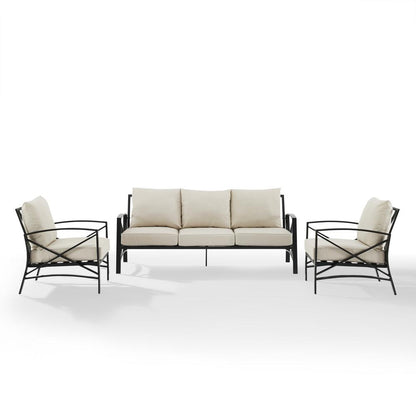 Kaplan 3Pc Outdoor Sofa Patio Furniture Set - Sofa & 2 Arm Chairs