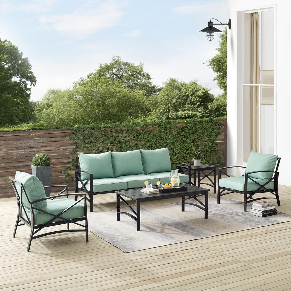 Kaplan 5Pc Outdoor Sofa Furniture Set, Sofa, Coffee Table, Side Table, 2 Chairs