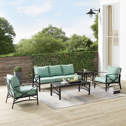 Kaplan 5Pc Outdoor Sofa Furniture Set, Sofa, Coffee Table, Side Table, 2 Chairs