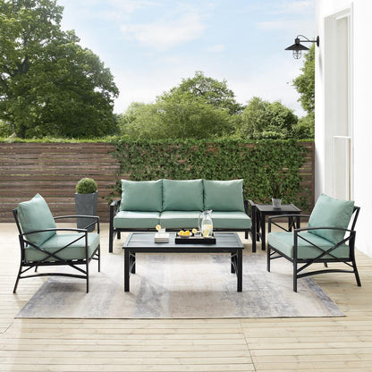 Kaplan 5Pc Outdoor Sofa Furniture Set, Sofa, Coffee Table, Side Table, 2 Chairs