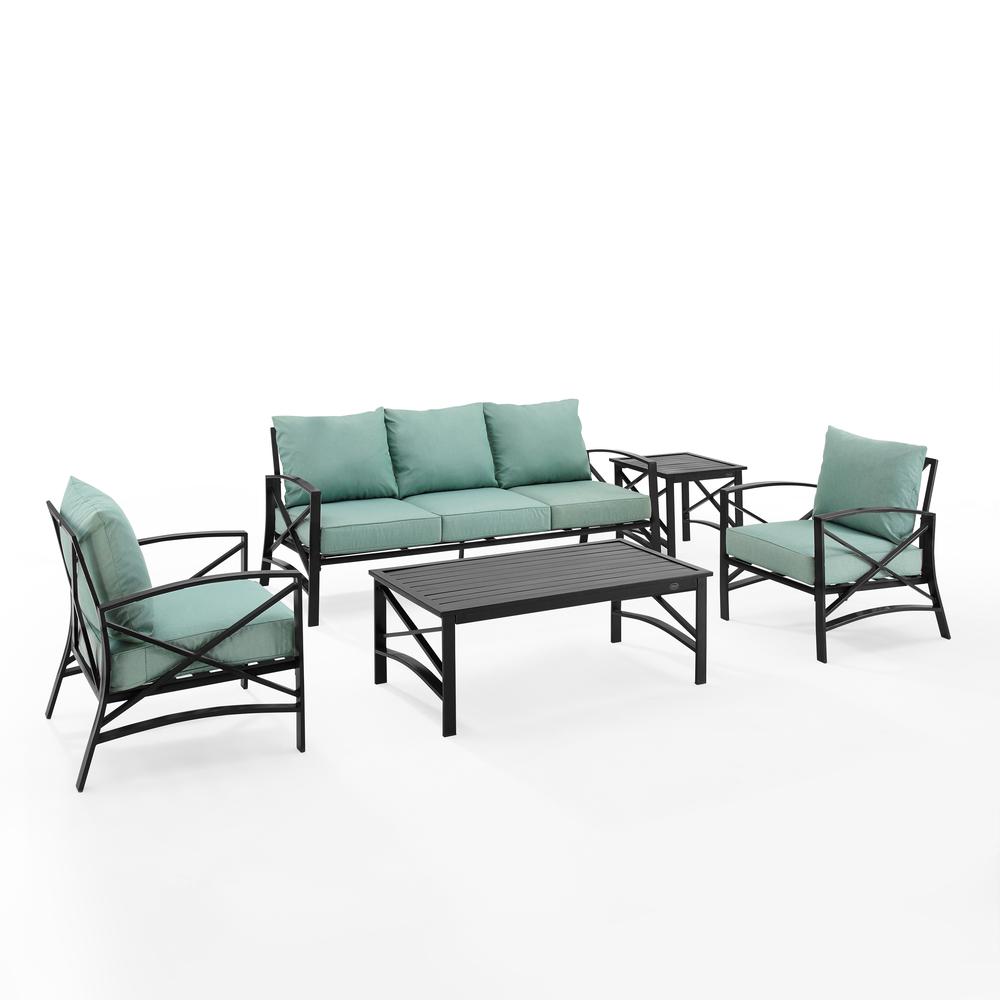 Kaplan 5Pc Outdoor Sofa Furniture Set, Sofa, Coffee Table, Side Table, 2 Chairs