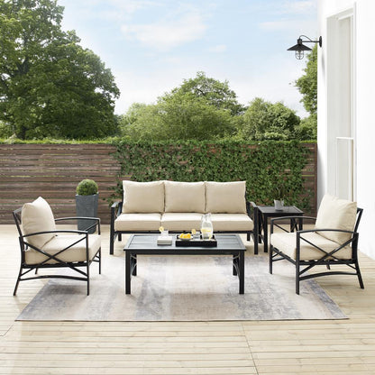 Kaplan 5Pc Outdoor Sofa Furniture Set, Sofa, Coffee Table, Side Table, 2 Chairs