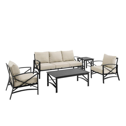 Kaplan 5Pc Outdoor Sofa Furniture Set, Sofa, Coffee Table, Side Table, 2 Chairs