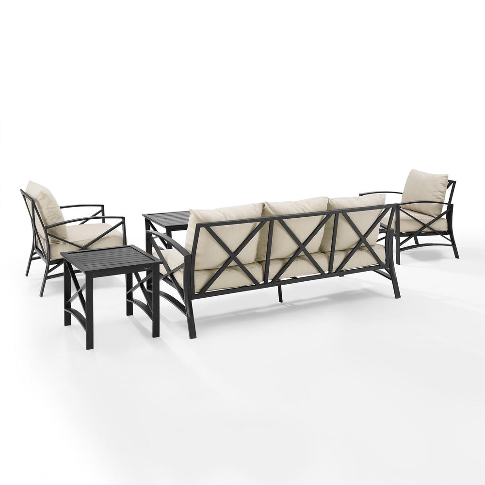 Kaplan 5Pc Outdoor Sofa Furniture Set, Sofa, Coffee Table, Side Table, 2 Chairs