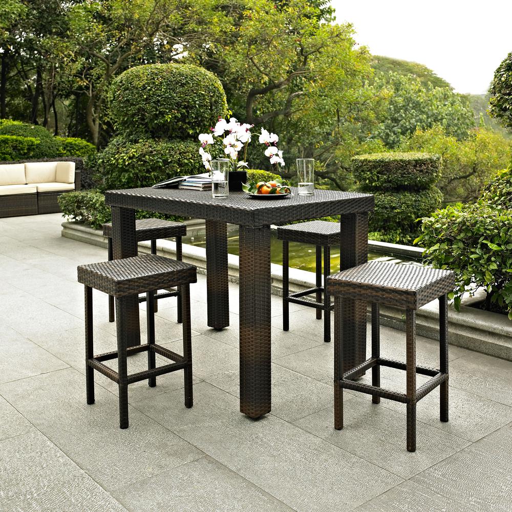 Palm Harbor 5Pc Counter Height Wicker Outdoor Dining Set - Table & 4 Stools