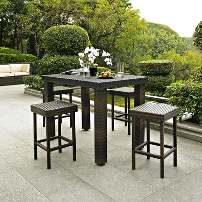 Palm Harbor 5Pc Counter Height Wicker Outdoor Dining Set - Table & 4 Stools