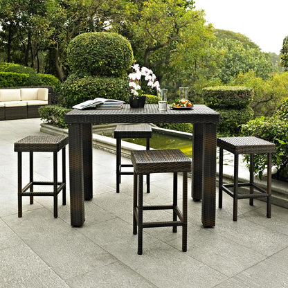 Palm Harbor 5Pc Counter Height Wicker Outdoor Dining Set - Table & 4 Stools