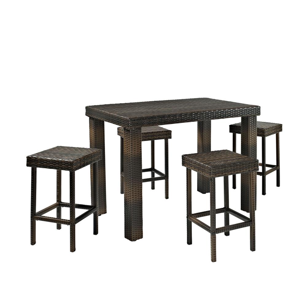 Palm Harbor 5Pc Counter Height Wicker Outdoor Dining Set - Table & 4 Stools