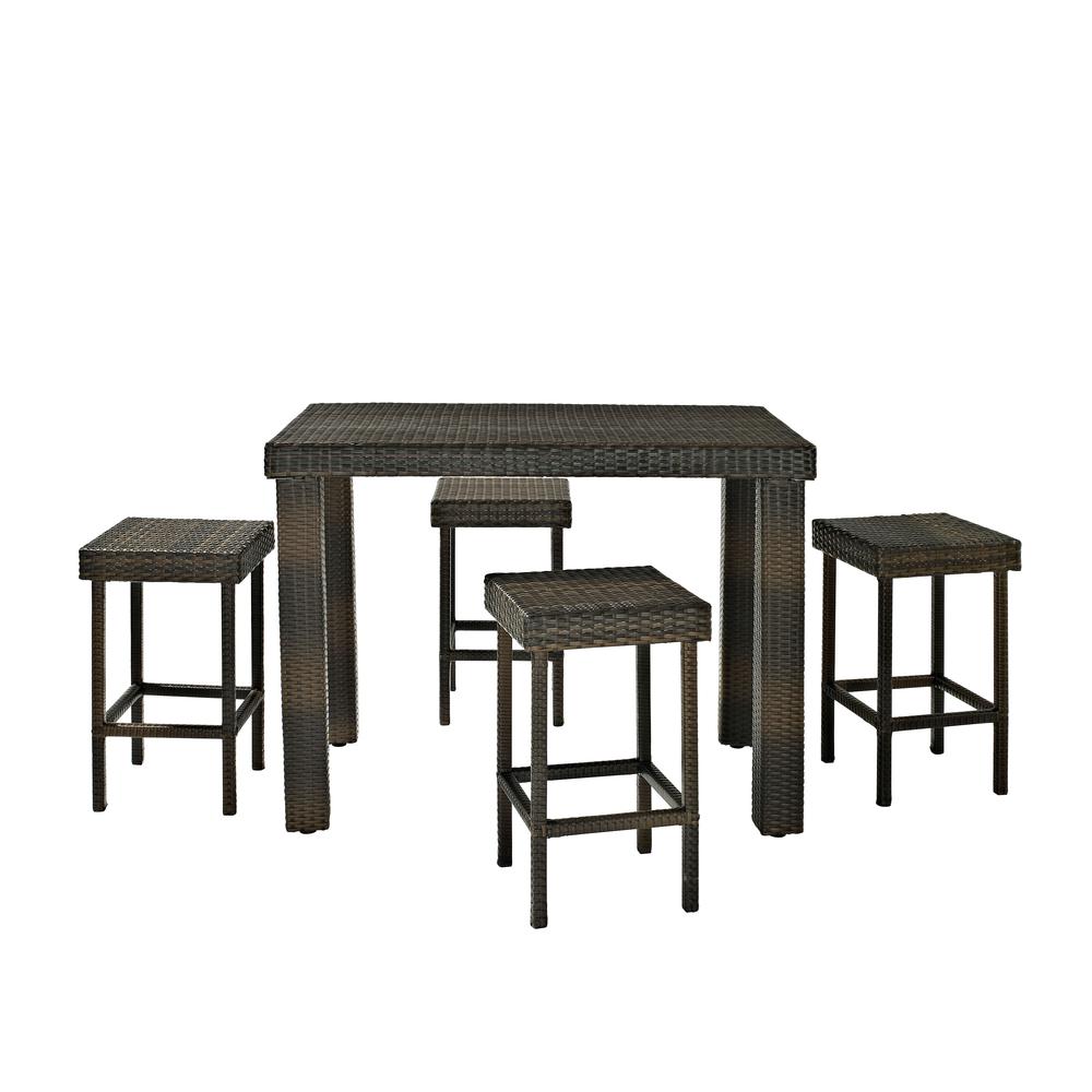 Palm Harbor 5Pc Counter Height Wicker Outdoor Dining Set - Table & 4 Stools
