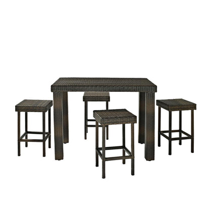 Palm Harbor 5Pc Counter Height Wicker Outdoor Dining Set - Table & 4 Stools