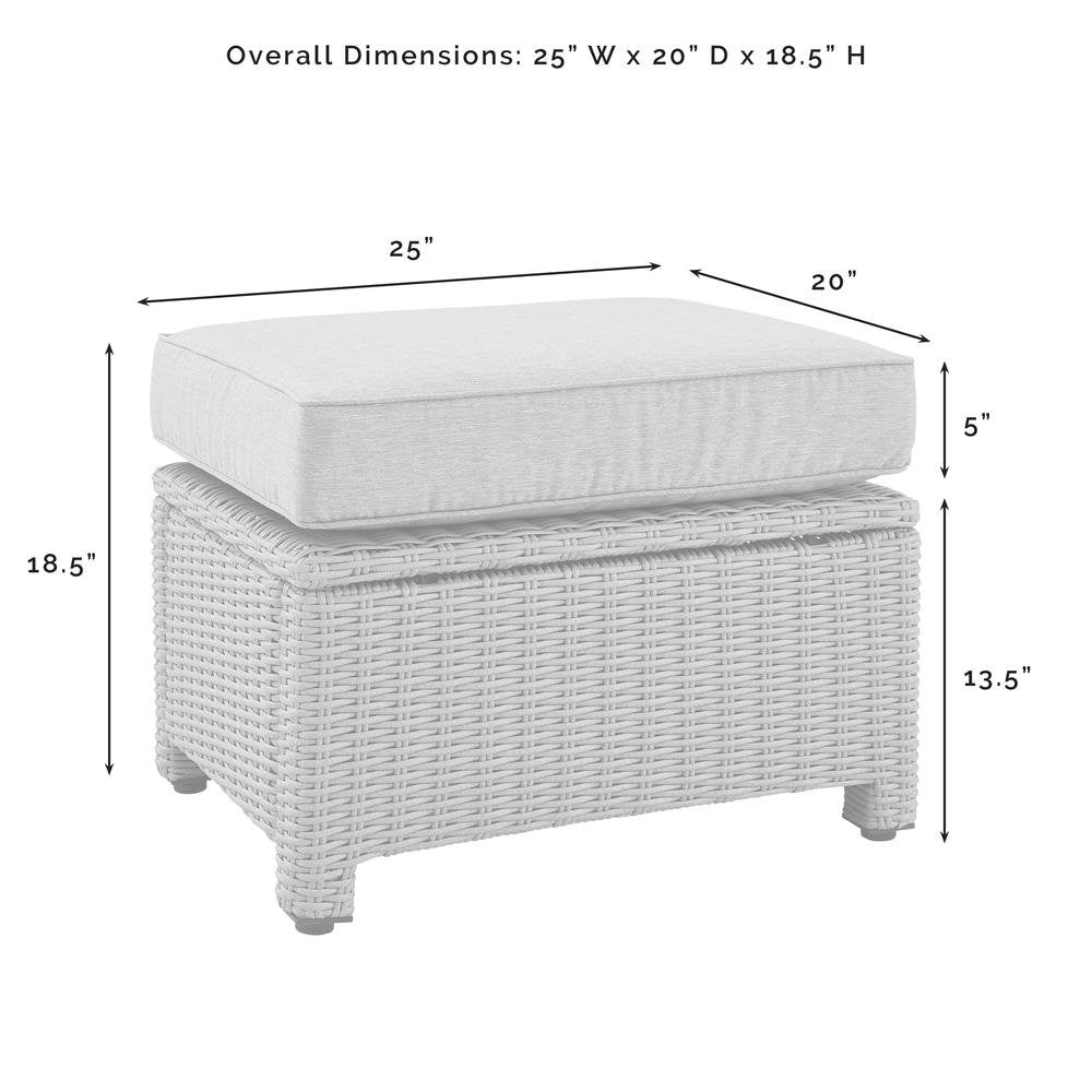 Brown Wicker Outdoor Ottoman with Gray Cushion – Foot Rest for Patio Lounging