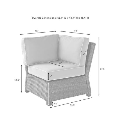 Outdoor Sectional Patio Furniture 5 Piece Set with Brown Wicker, Gray Cushions
