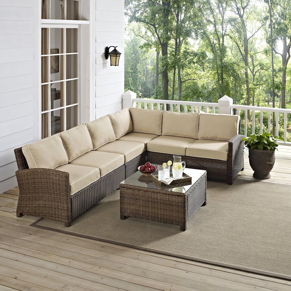 5Pc Outdoor Furniture Set,Right&Left Loveseat, Corner&Center Chair, Coffee Table