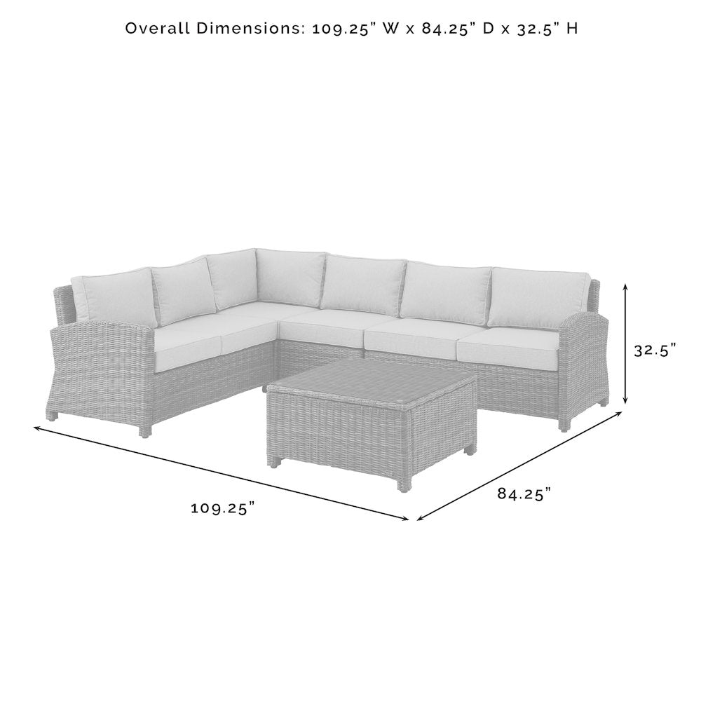 5Pc Outdoor Furniture Set,Right&Left Loveseat, Corner&Center Chair, Coffee Table
