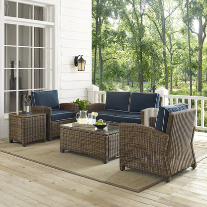 5Pc Outdoor Loveseat Furniture Set, Side Table, Coffee Table, 2 Armchairs