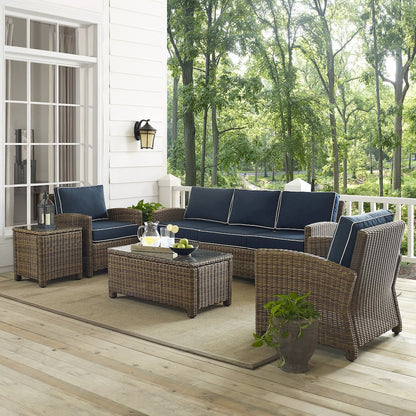 5Pc Outdoor Sofa Furniture Set, Sofa, Side Table, Coffee Table, 2 Armchairs