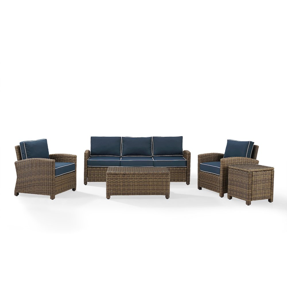 5Pc Outdoor Sofa Furniture Set, Sofa, Side Table, Coffee Table, 2 Armchairs