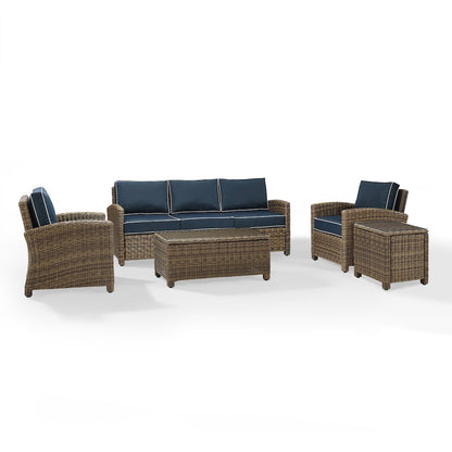 5Pc Outdoor Sofa Furniture Set, Sofa, Side Table, Coffee Table, 2 Armchairs