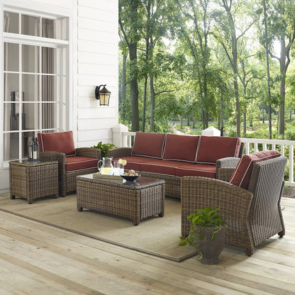 5Pc Outdoor Sofa Furniture Set, Sofa, Side Table, Coffee Table, 2 Armchairs