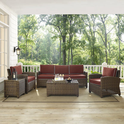 5Pc Outdoor Sofa Furniture Set, Sofa, Side Table, Coffee Table, 2 Armchairs