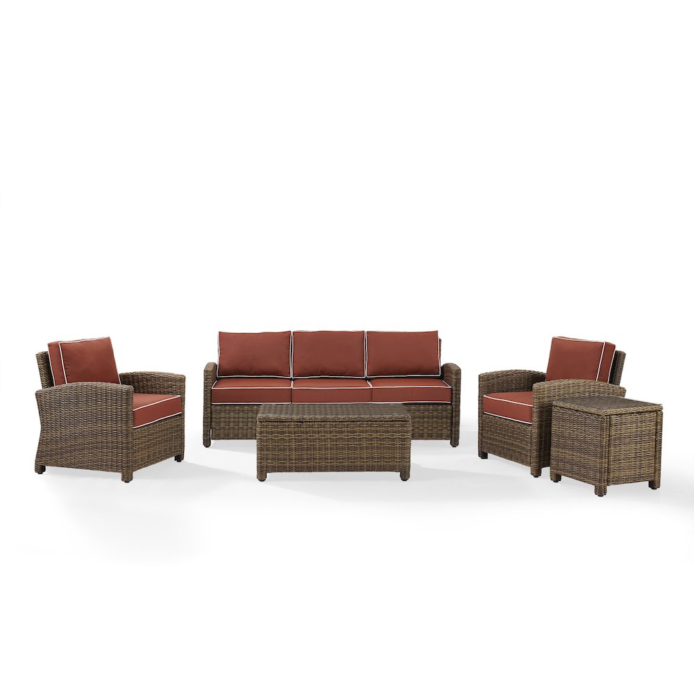 5Pc Outdoor Sofa Furniture Set, Sofa, Side Table, Coffee Table, 2 Armchairs