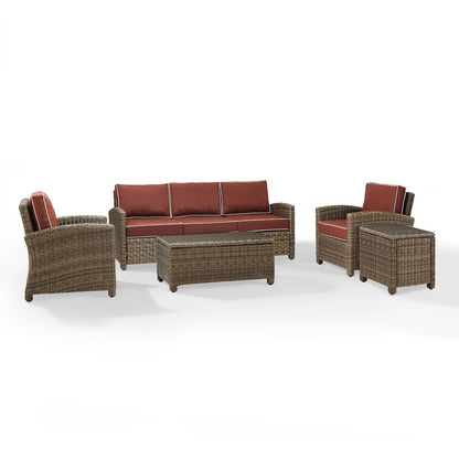 5Pc Outdoor Sofa Furniture Set, Sofa, Side Table, Coffee Table, 2 Armchairs