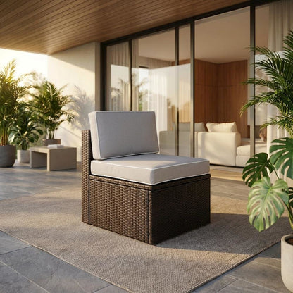 Wicker Armless Outdoor Lounge Chair in Gray with Lightweight Frame