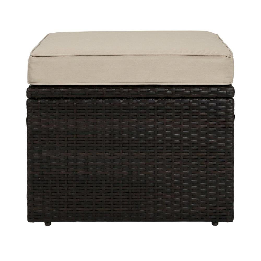Brown Wicker Ottoman for Outdoor Seating with Lightweight Design