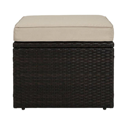 Brown Wicker Ottoman for Outdoor Seating with Lightweight Design