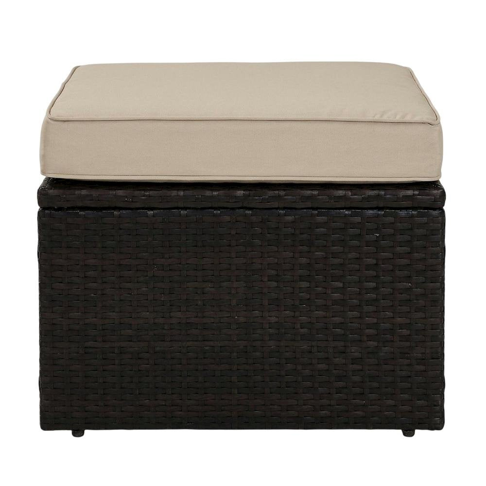 Brown Wicker Ottoman for Outdoor Seating with Lightweight Design
