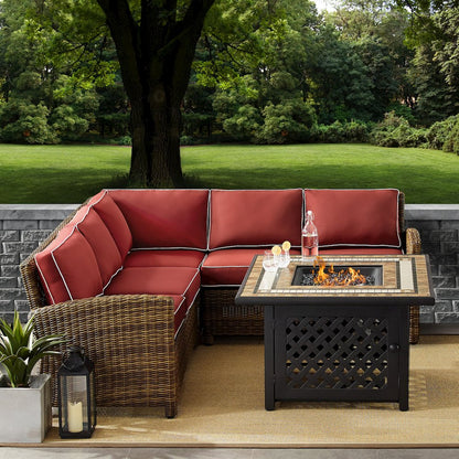 4Pc Outdoor Sectional Set W/ ire Table, Right & Left Loveseat, Corner Chair