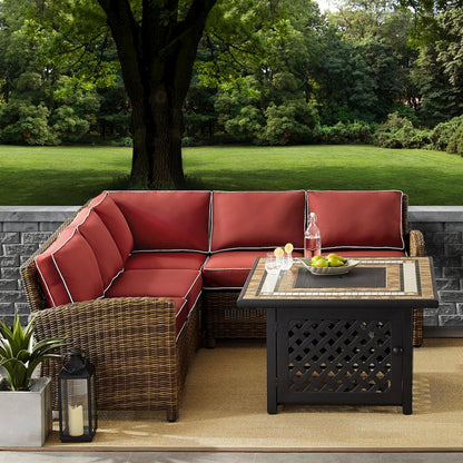 4Pc Outdoor Sectional Set W/ ire Table, Right & Left Loveseat, Corner Chair