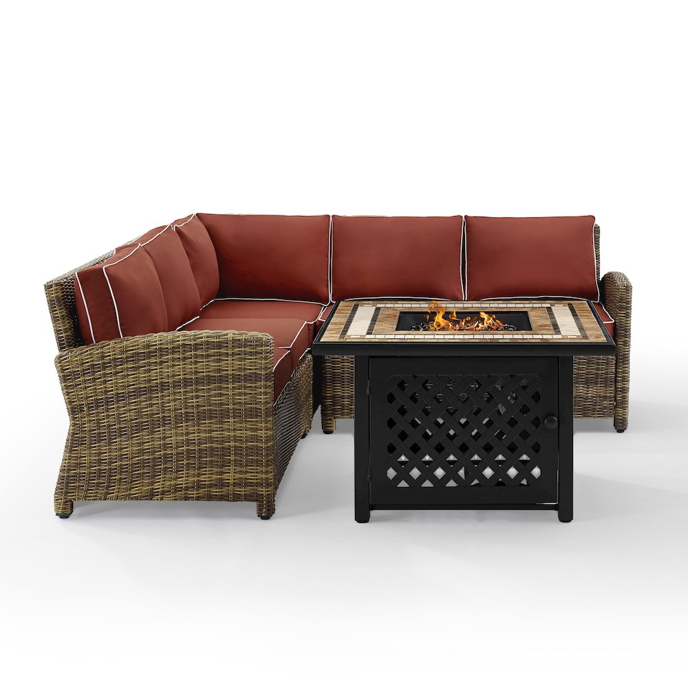 4Pc Outdoor Sectional Set W/ ire Table, Right & Left Loveseat, Corner Chair
