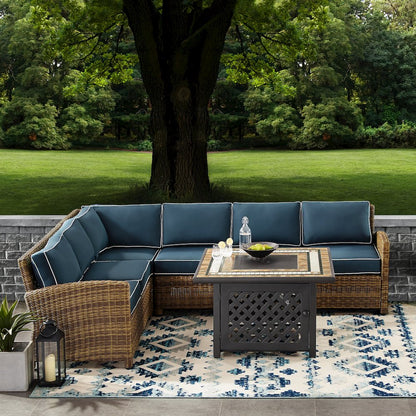 5Pc Outdoor Sectional Set W/ Fire Table, Right&Left Loveseat,Corner&Center Chair
